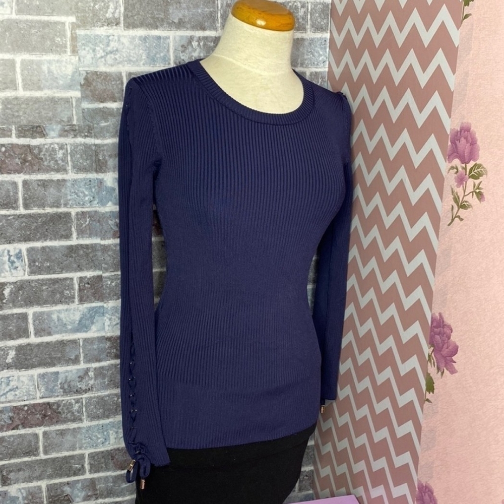 Michael Kors Navy Blue Ribbed Women's Top